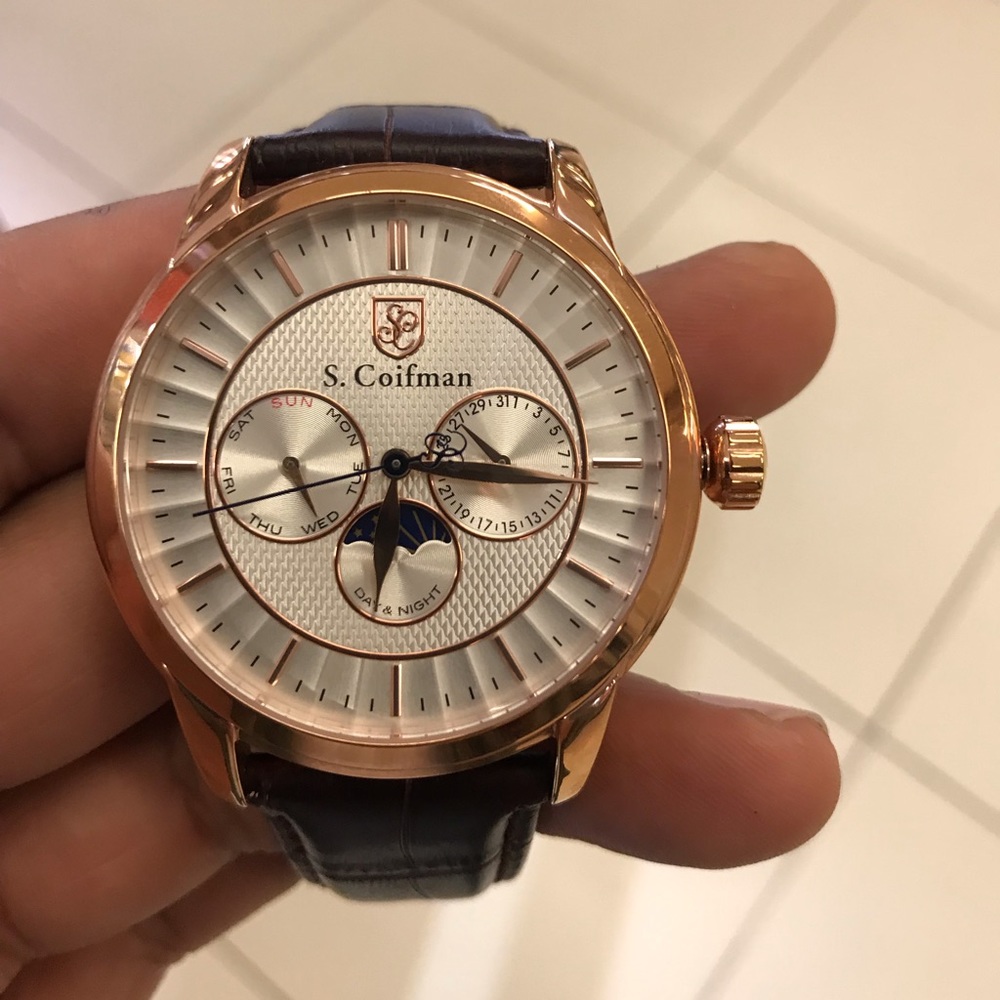 Men’s s coifman leather strap watch